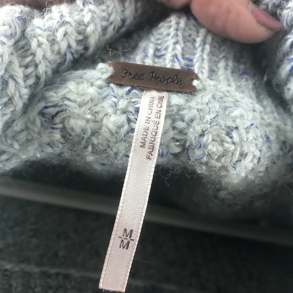 Free People | Blue-Grey Cowl Neck Sweater - Picture 3 of 4